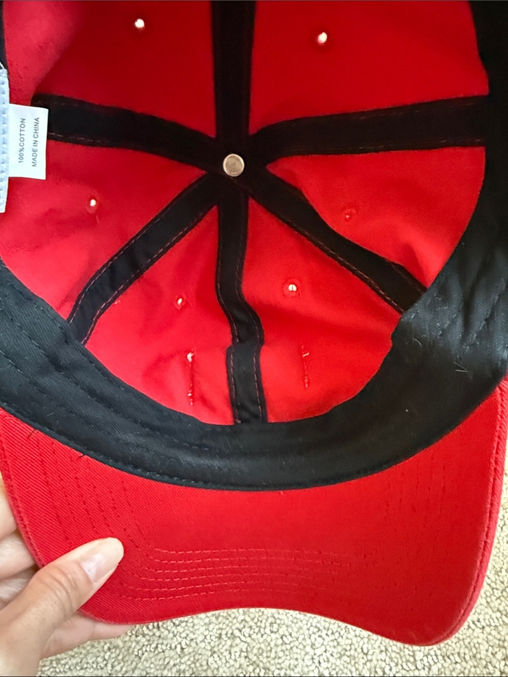 Guess Red Baseball Cap with Front Logo Patch - Picture 5 of 6